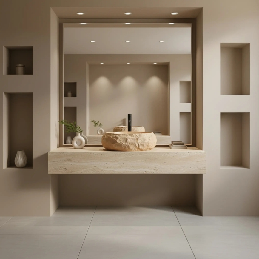 REA-U7348 - Aufsatzwaschbecken MIKA 38x50 cm orange/beige/Steinoptik