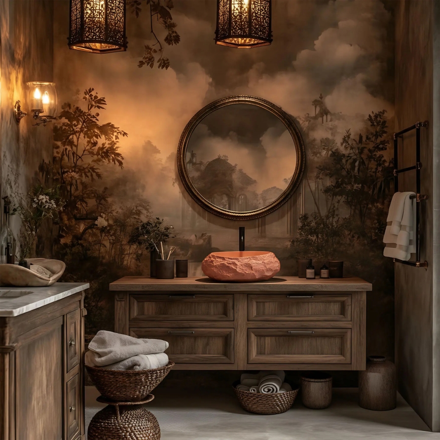 REA-U7349 - Aufsatzwaschbecken MIKA 38x50 cm orange/Steinoptik