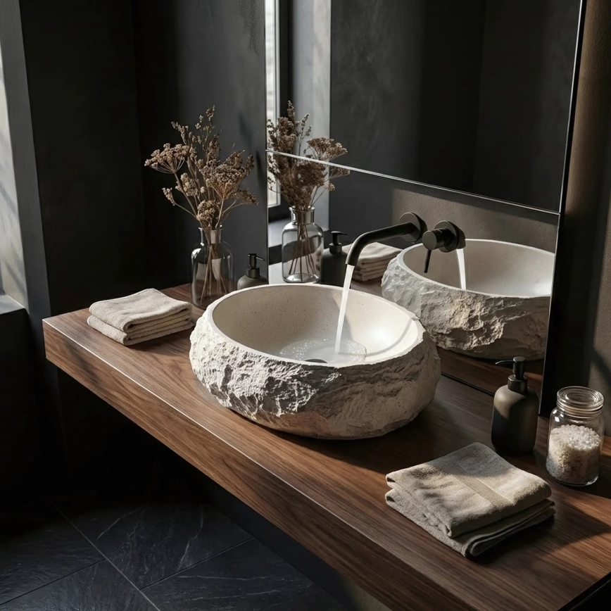 REA-U7350 - Aufsatzwaschbecken MIKA 38x50 cm weiß/Steinoptik