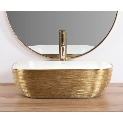 REA-U7422 - Aufsatzwaschbecken BELINDA 33x46,5 cm Keramik/Weiß/Gold