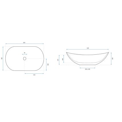 REA-U7478 - Aufsatzwaschbecken ROYAL 36x62 cm Keramik/Schwarz/Marmor-Dekor