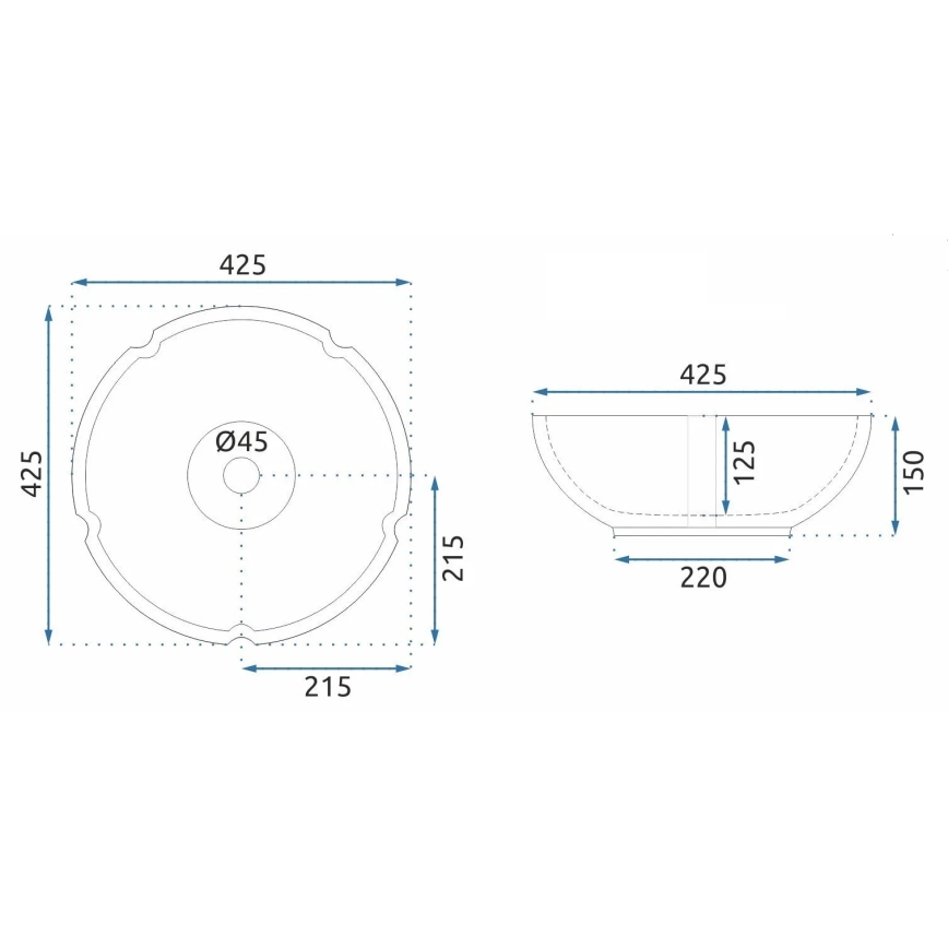 REA-U7504 - Aufsatzwaschbecken FELICIA, Ø 42,5 cm, Keramik, Blumenmuster
