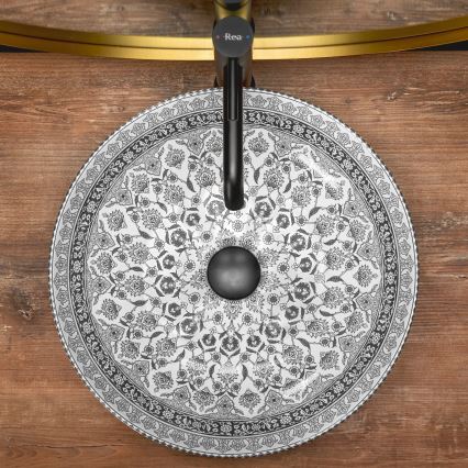 REA-U8002 - Aufsatzwaschbecken ARTE 40 cm Keramik/weiß/schwarz