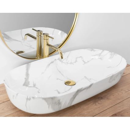 REA-U8403 - Aufsatzwaschbecken CLEO 41x81 cm Keramik/Marmoroptik