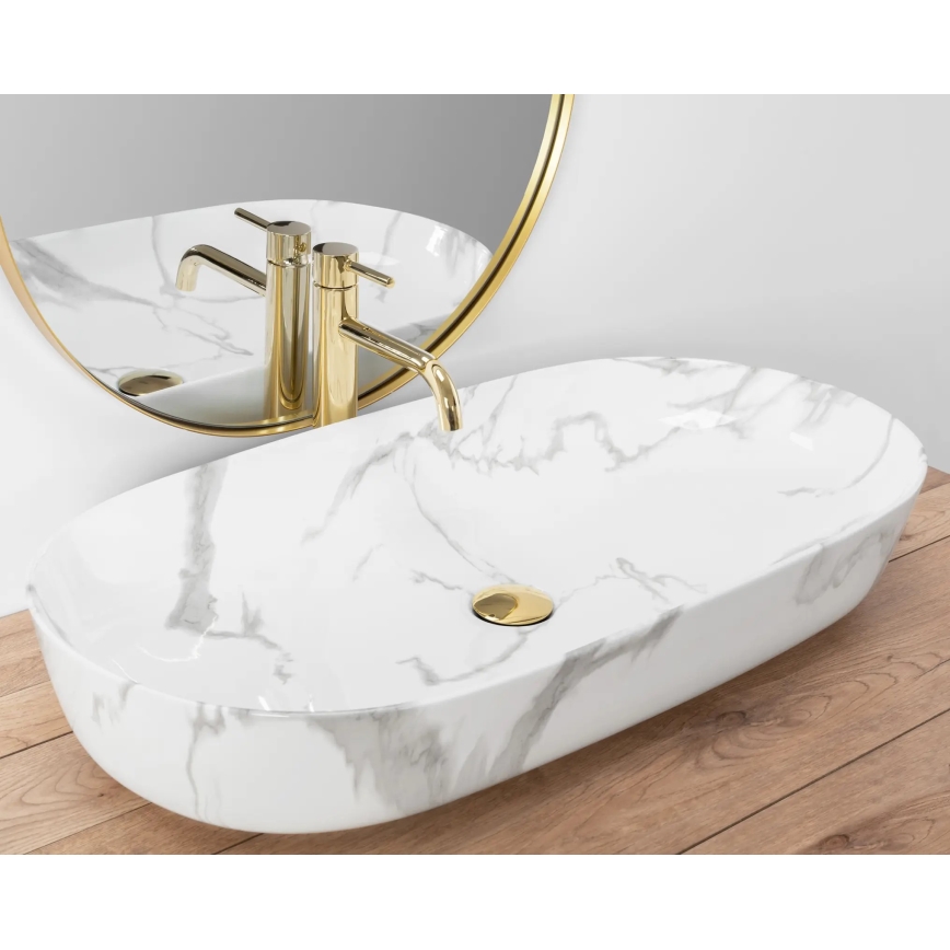 REA-U8403 - Aufsatzwaschbecken CLEO 41x81 cm Keramik/Marmoroptik
