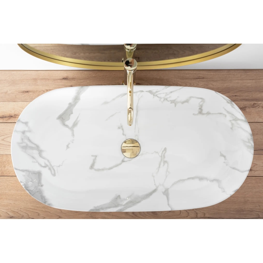 REA-U8403 - Aufsatzwaschbecken CLEO 41x81 cm Keramik/Marmoroptik