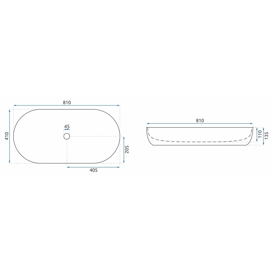 REA-U8403 - Aufsatzwaschbecken CLEO 41x81 cm Keramik/Marmoroptik