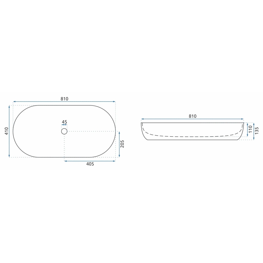 REA-U8404 - Aufsatzwaschbecken CLEO 41 x 81 cm, Keramik, weiß, Marmordekor