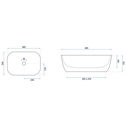 REA-U8470 - Aufsatzwaschbecken BELINDA 33,5x46,5 cm Keramik/matt schwarz