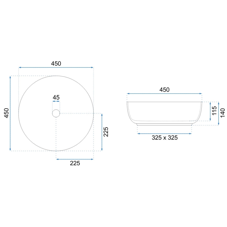 REA-U8493 - Aufsatzwaschbecken ELMA Ø 45 cm Keramik/glänzendes Weiß