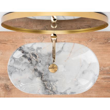 REA-U8596 - Aufsatzwaschbecken ROYAL 36 x 62,5 cm Keramik/Weiß/Grau/Steinoptik