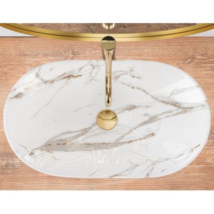 REA-U8597 - Aufsatzwaschbecken ROYAL 36x62 cm Keramik/Marmor-Dekor