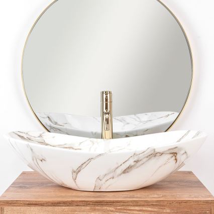 REA-U8597 - Aufsatzwaschbecken ROYAL 36x62 cm Keramik/Marmor-Dekor