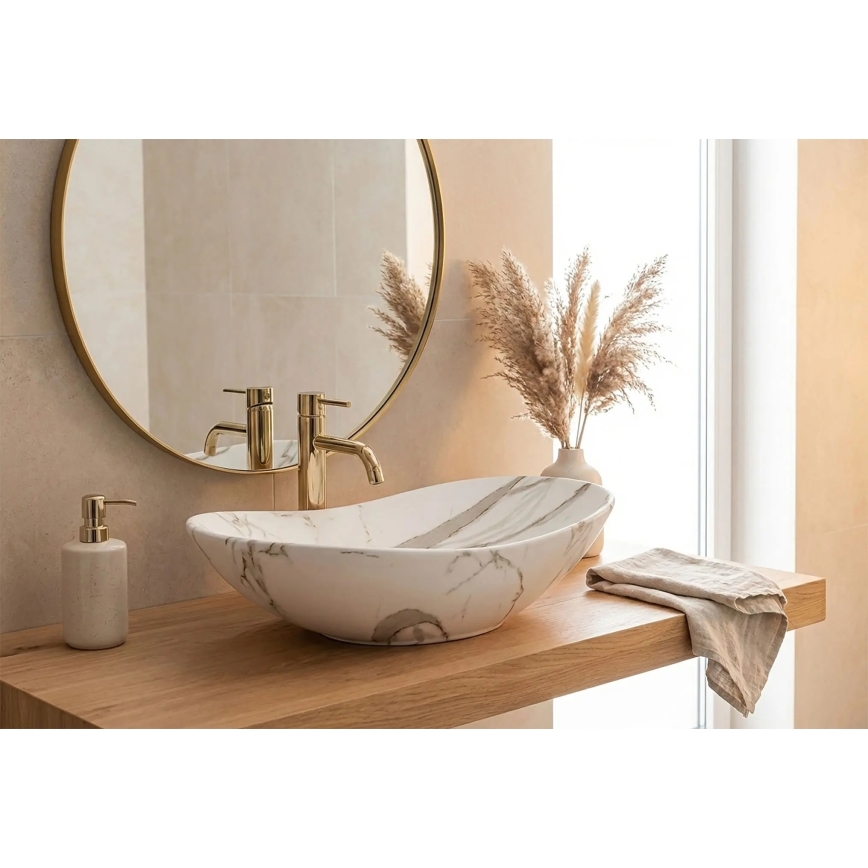 REA-U8598 - Aufsatzwaschbecken ROYAL 36x60,5 cm Keramik/Marmor-Dekor