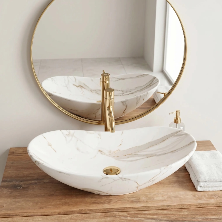 REA-U8598 - Aufsatzwaschbecken ROYAL 36x60,5 cm Keramik/Marmor-Dekor