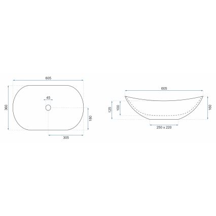 REA-U8598 - Aufsatzwaschbecken ROYAL 36x60,5 cm Keramik/Marmor-Dekor