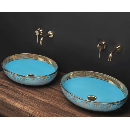 REA-U8709 - Aufsatzwaschbecken MARGOT 40x52 cm Keramik/blau/gold