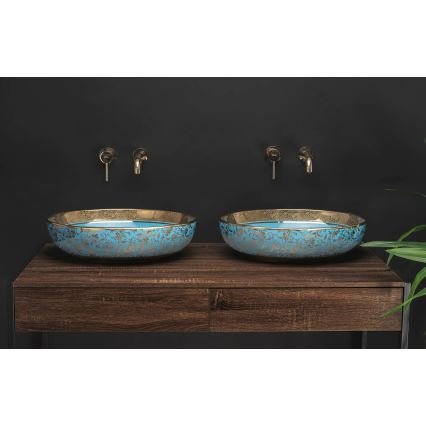 REA-U8709 - Aufsatzwaschbecken MARGOT 40x52 cm Keramik/blau/gold