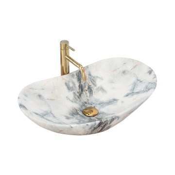 REA-U8742 - Aufsatzwaschbecken ROYAL 36x60,5 cm Keramik/weiß/Steinoptik