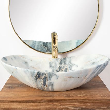 REA-U8742 - Aufsatzwaschbecken ROYAL 36x60,5 cm Keramik/weiß/Steinoptik