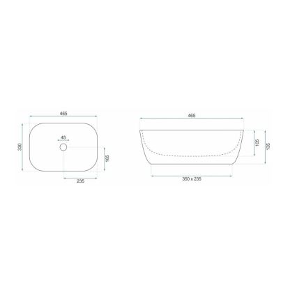 REA-U8780 - Aufsatzwaschbecken BELINDA 33x46,5 cm Keramik/schwarz/gold