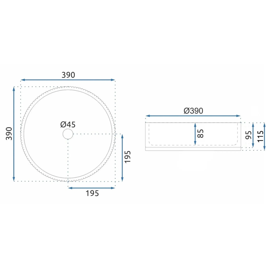 REA-U8880 - Aufsatzwaschbecken CRISTAL Ø 39 cm Glas/rauchgrau