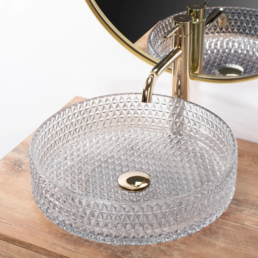 REA-U8881 - Aufsatzwaschbecken CRISTAL Ø 39 cm, Klarglas