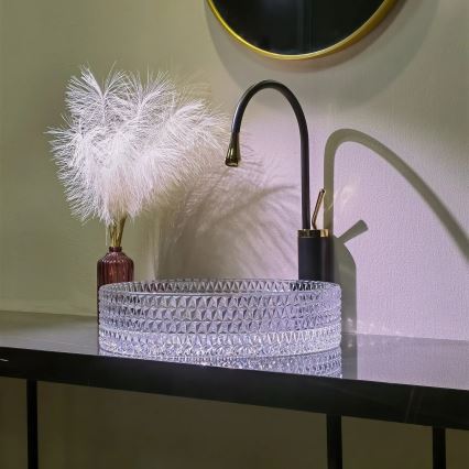 REA-U8881 - Aufsatzwaschbecken CRISTAL Ø 39 cm, Klarglas
