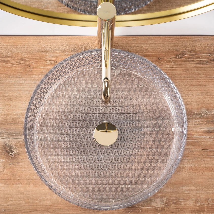 REA-U8881 - Aufsatzwaschbecken CRISTAL Ø 39 cm, Klarglas