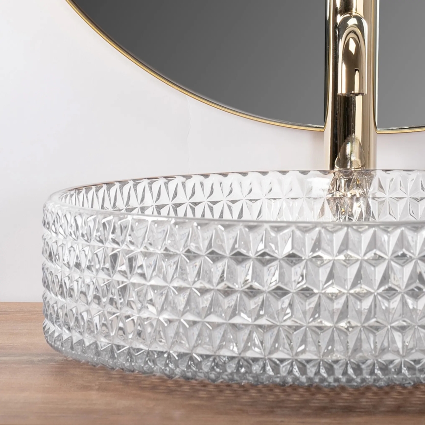 REA-U8881 - Aufsatzwaschbecken CRISTAL Ø 39 cm, Klarglas