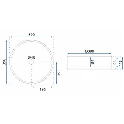 REA-U8881 - Aufsatzwaschbecken CRISTAL Ø 39 cm, Klarglas