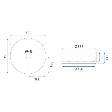 REA-U9670 - Aufsatzwaschbecken CRISTAL 35,5 cm Glas/transparent