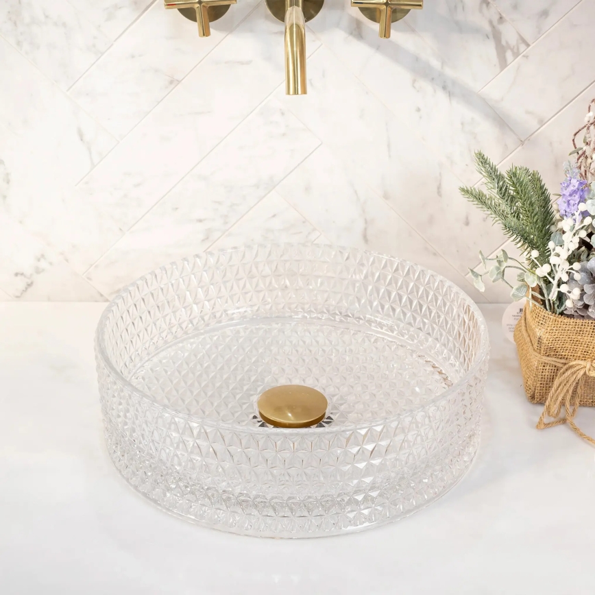 REA-U9670 - Aufsatzwaschbecken CRISTAL Ø 35,5 cm Glas/transparent
