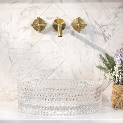 REA-U9670 - Aufsatzwaschbecken CRISTAL Ø 35,5 cm Glas/transparent