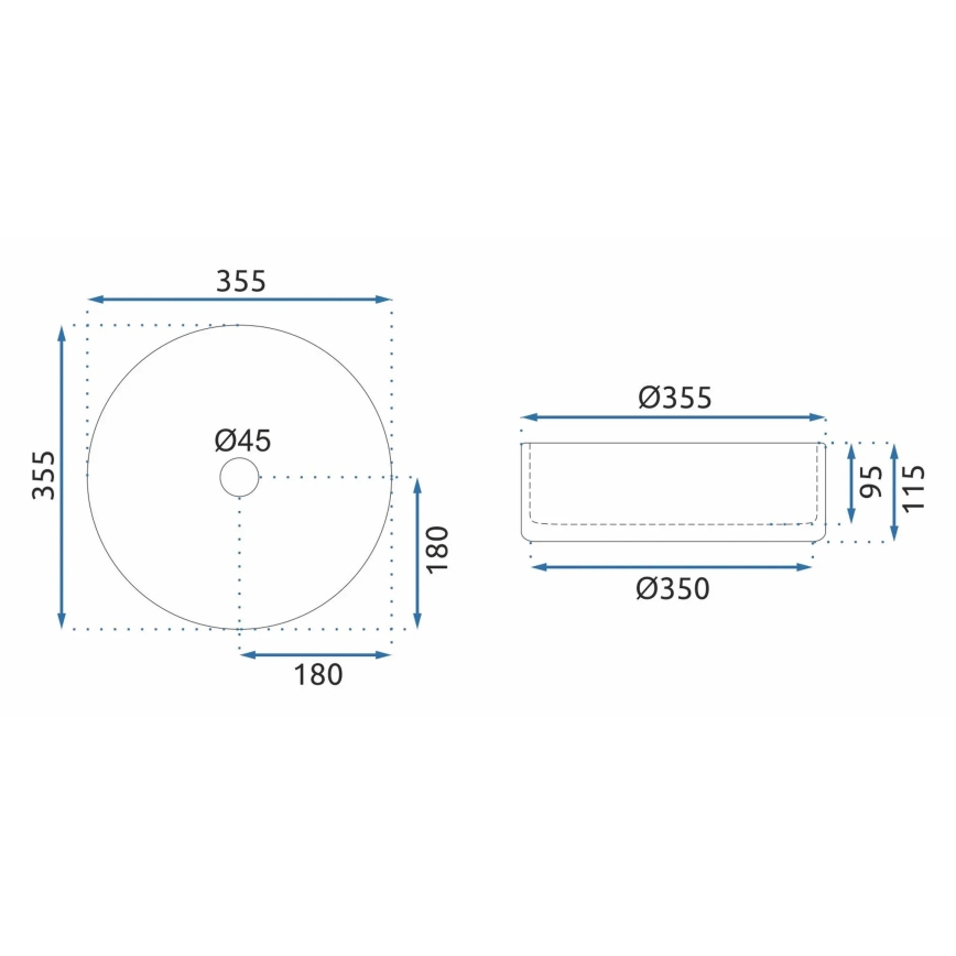 REA-U9670 - Aufsatzwaschbecken CRISTAL Ø 35,5 cm Glas/transparent