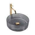 REA-U9671 - Aufsatzwaschbecken CRISTAL Ø 35,5 cm Glas/rauchgrau