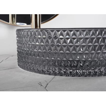 REA-U9671 - Aufsatzwaschbecken CRISTAL Ø 35,5 cm Glas/rauchgrau
