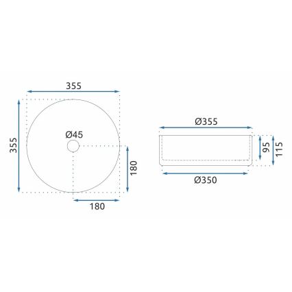 REA-U9671 - Aufsatzwaschbecken CRISTAL Ø 35,5 cm Glas/rauchgrau
