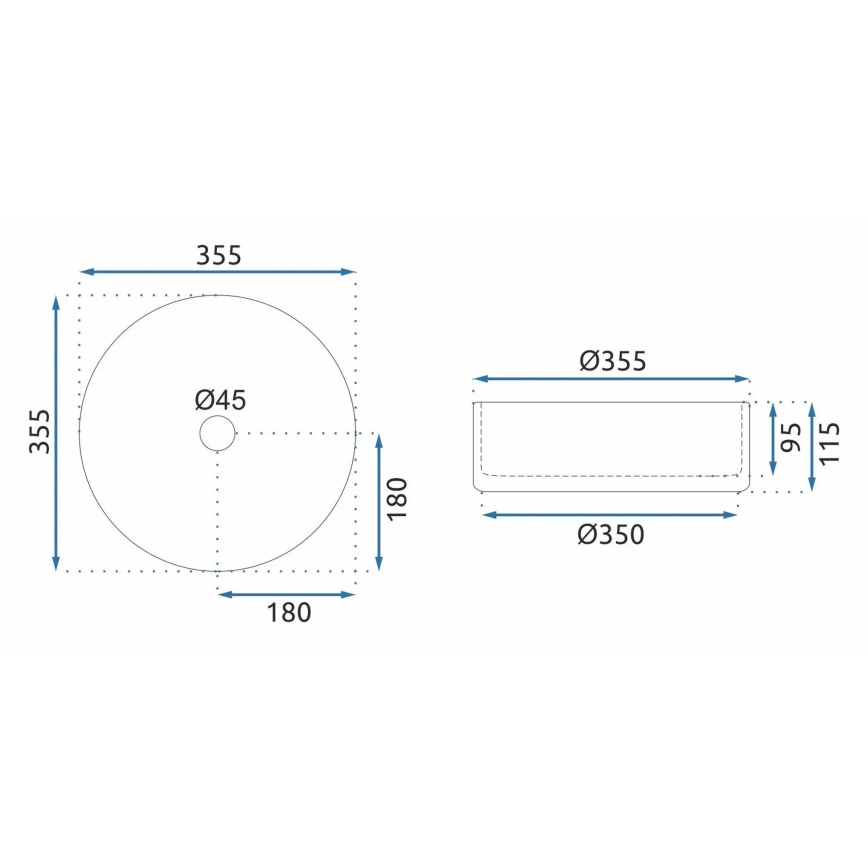 REA-U9671 - Aufsatzwaschbecken CRISTAL Ø 35,5 cm Glas/rauchgrau