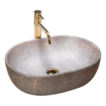 REA-U9887 - Aufsatzwaschbecken LARA 35x48,5 cm Keramik/grau/Marmor-Optik