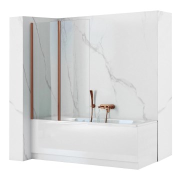 REA-W5696 - Faltbare Badewannenabtrennung AGAT 140 x 80 cm, gebürstetes Kupfer/Klarglas