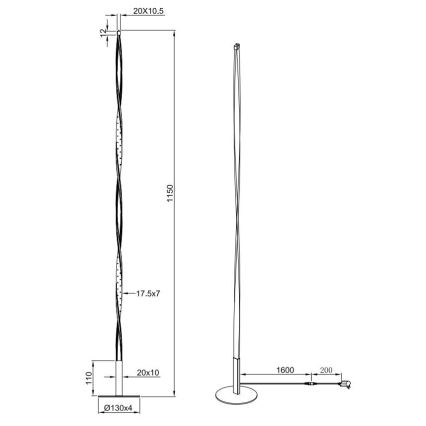 Reality - LED dimmbare Stehlampe SPIN LED/10,5W/230V