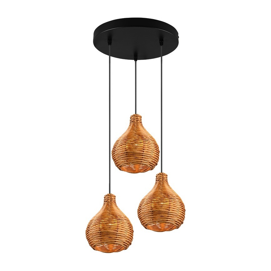 Reality - Pendelleuchte an Kabel SPROUT 3xE14/40W/230V braun/Rattan