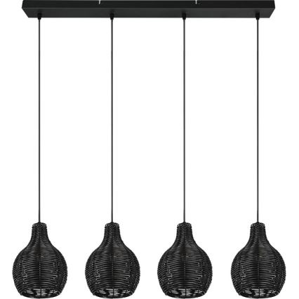 Reality - Pendelleuchte an Kabel SPROUT 4xE14/30W/230V schwarz/Rattan