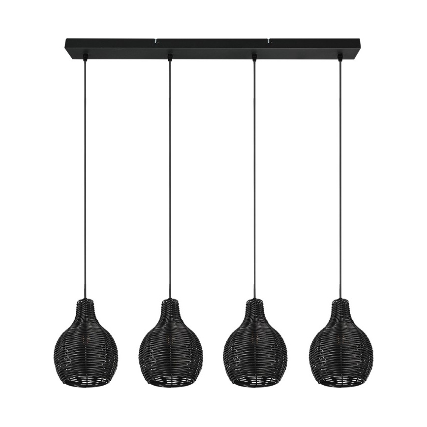 Reality - Pendelleuchte an Kabel SPROUT 4xE14/30W/230V schwarz/Rattan