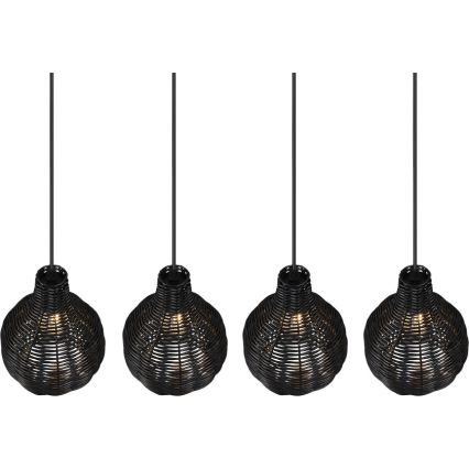 Reality - Pendelleuchte an Kabel SPROUT 4xE14/30W/230V schwarz/Rattan