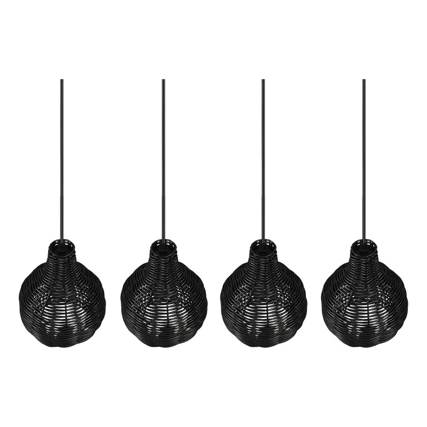 Reality - Pendelleuchte an Kabel SPROUT 4xE14/30W/230V schwarz/Rattan