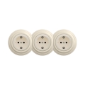 Reblig - Dreifach-Retro-Haussteckdose mit Rahmen, SCHUKO 230 V, beige