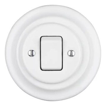 Reblig – Porzellan-Retro-Lichtschalter mit Rahmen Nr. 7, weiß