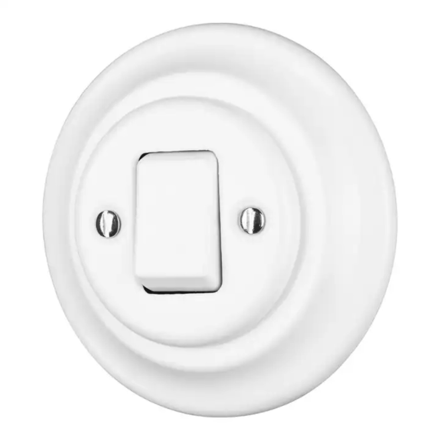 Reblig – Porzellan-Retro-Lichtschalter mit Rahmen Nr. 7, weiß